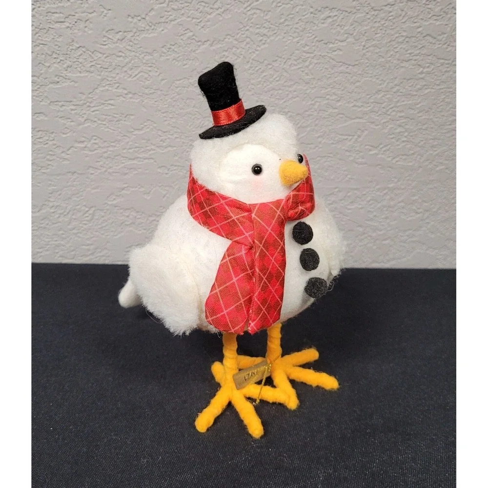 Featherly Friends Bird 2021 Tundra Fabric Bird Dressed As Snowman